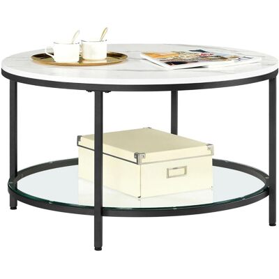 Songmics Couchtisch Baris mit Glasplatte Weiß-Schwarz Songmics Couchtisch Baris mit Glasplatte Weiß-Schwarz
