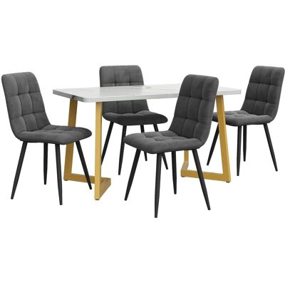 Merax Essgruppe 5-tlg mit 117cm Esstisch 4 Samtstühle Dunkelgrau Tischbeine Gold Merax Essgruppe 5-tlg mit 117cm Esstisch 4 Samtstühle Dunkelgrau Tischbeine Gold