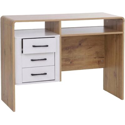 MCW Schreibtisch P43 3 Schubladen MDF 75x100x40cm Wotan-Eiche-Optik Weiß MCW Schreibtisch P43 3 Schubladen MDF 75x100x40cm Wotan-Eiche-Optik Weiß