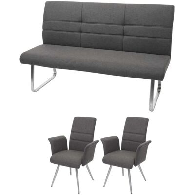 MCW Esszimmer-Set G55 Bank Küchenstuhl Stuhl+Armlehne Grau-Braun Bank 160cm MCW Esszimmer-Set G55 Bank Küchenstuhl Stuhl+Armlehne Grau-Braun Bank 160cm