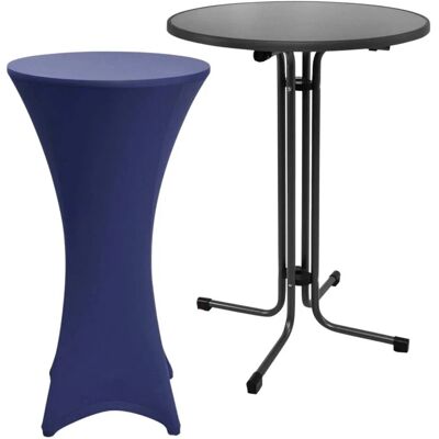 Beautissu Sylt Stehtisch Ø 80cm Grau mit Stella Stehtischhusse Ø 80cm Blau Beautissu Sylt Stehtisch Ø 80cm Grau mit Stella Stehtischhusse Ø 80cm Blau