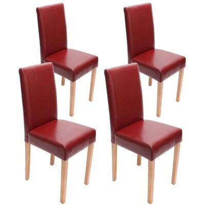 MCW Esszimmerstuhl Littau 4er-Set Leder Rot Helle Beine MCW Esszimmerstuhl Littau 4er-Set Leder Rot Helle Beine