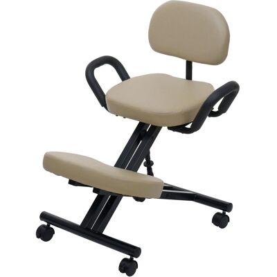 MCW Kniestuhl mit Rückenlehne Q22 Höhenverstellbar Rollen Kunstleder Metall Creme-Beige MCW Kniestuhl mit Rückenlehne Q22 Höhenverstellbar Rollen Kunstleder Metall Creme-Beige
