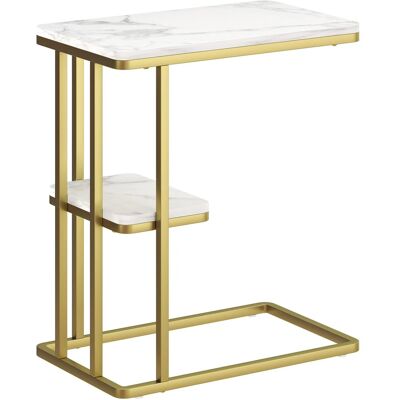 HOMCOM Side Table MDF Stahl 50L x 30B x 57,5H cm Weiß HOMCOM Side Table MDF Stahl 50L x 30B x 57,5H cm Weiß