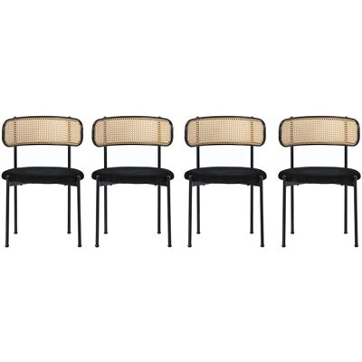 Merax Samt Esszimmerstuhl 4er Set Rattan Optik mit Metallbeinen Schwarz Merax Samt Esszimmerstuhl 4er Set Rattan Optik mit Metallbeinen Schwarz