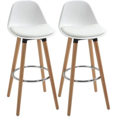 HOMCOM 2er-Set Barhocker mit Fußstützen Kunstleder Weiß 38,5 x 42,5 x 91 cm HOMCOM 2er-Set Barhocker mit Fußstützen Kunstleder Weiß 38,5 x 42,5 x 91 cm