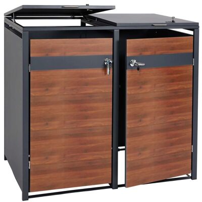 MCW 2er Mülltonnenverkleidung J82 Kirsche-Holzoptik Dunkelbraun 117x132x80cm MCW 2er Mülltonnenverkleidung J82 Kirsche-Holzoptik Dunkelbraun 117x132x80cm