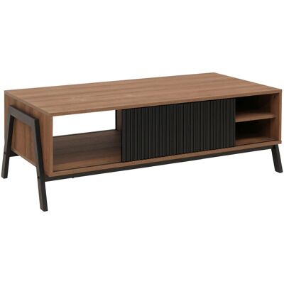 MCW Couchtisch O40 Staufächer Schiebetür MDF Metall Melamin 42x120x60cm Natur MCW Couchtisch O40 Staufächer Schiebetür MDF Metall Melamin 42x120x60cm Natur