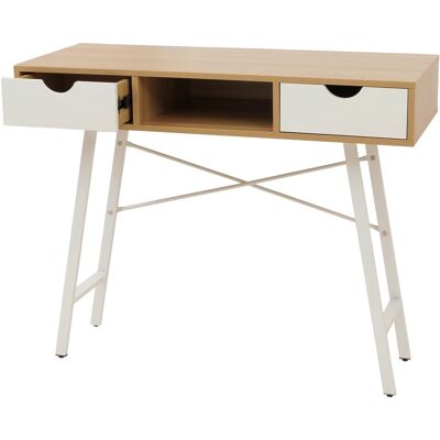 MCW Konsolentisch E92 3D-Struktur 100x40cm Naturbraun Weiß MCW Konsolentisch E92 3D-Struktur 100x40cm Naturbraun Weiß