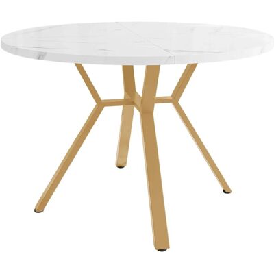 Merax Runder Esstisch 100cm MDF Marmoroptik X-Gestell Gold Merax Runder Esstisch 100cm MDF Marmoroptik X-Gestell Gold