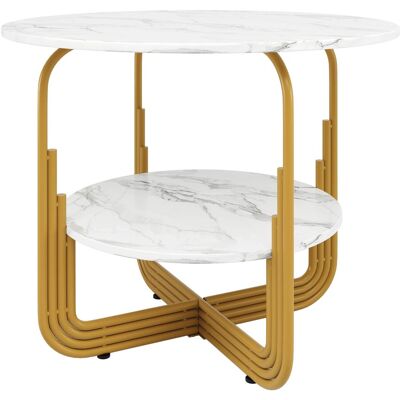 Merax Runder Esstisch 80x80x76cm MDF Marmoroptik Ablage 4 Personen Merax Runder Esstisch 80x80x76cm MDF Marmoroptik Ablage 4 Personen
