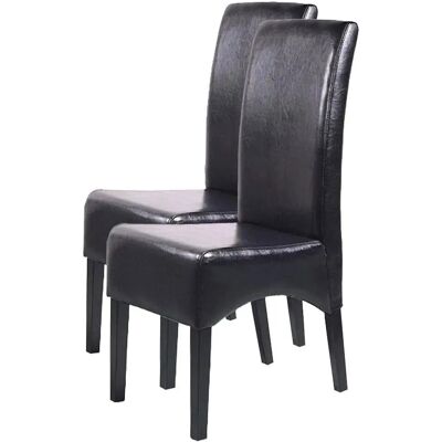 MCW Esszimmerstuhl Crotone 2er-Set Leder Schwarz Dunkle Beine MCW Esszimmerstuhl Crotone 2er-Set Leder Schwarz Dunkle Beine