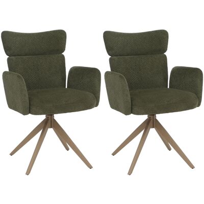 MCW 2er-Set Esszimmerstuhl N11 Drehbar Auto-Return Stoff Bouclé Grün Beine Holz-Optik MCW 2er-Set Esszimmerstuhl N11 Drehbar Auto-Return Stoff Bouclé Grün Beine Holz-Optik