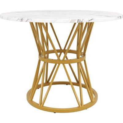 Merax Runder Esstisch 100x100x76cm MDF Marmoroptik Metallgestell Gold 4 Personen Merax Runder Esstisch 100x100x76cm MDF Marmoroptik Metallgestell Gold 4 Personen