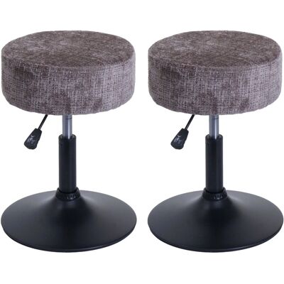 MCW 2er-Set Hocker C22 Höhenverstellbar Drehbar Ø 37cm Stoff Chenille Braun MCW 2er-Set Hocker C22 Höhenverstellbar Drehbar Ø 37cm Stoff Chenille Braun