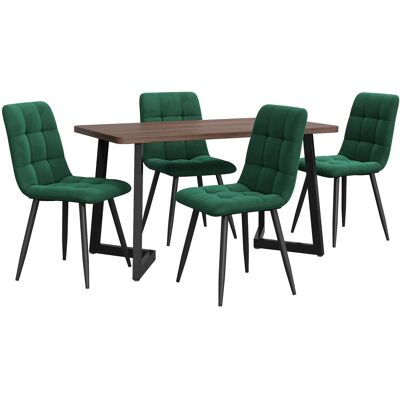 Merax Essgruppe 5-tlg mit Esstisch Holzoptik 4 Samtstühle Dunkelgrün MDF Walnuss Schwarz Merax Essgruppe 5-tlg mit Esstisch Holzoptik 4 Samtstühle Dunkelgrün MDF Walnuss Schwarz