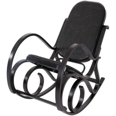 MCW Schaukelstuhl Gallarate Walnuss-Optik Patchworkleder Schwarz MCW Schaukelstuhl Gallarate Walnuss-Optik Patchworkleder Schwarz