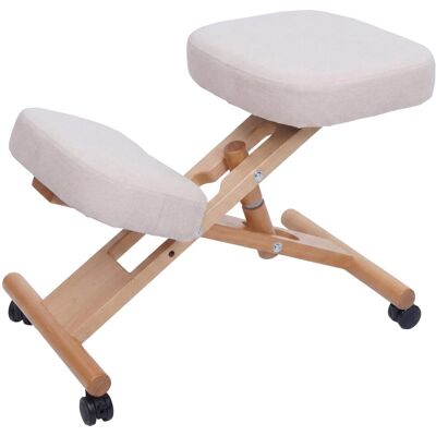 MCW Kniestuhl Q46 Höhenverstellbar Rollen Stoff Holz Creme MCW Kniestuhl Q46 Höhenverstellbar Rollen Stoff Holz Creme
