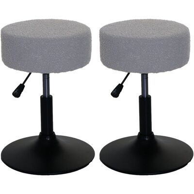 MCW 2er-Set Hocker C22 Höhenverstellbar Drehbar Ø 37cm Stoff Bouclé Grau MCW 2er-Set Hocker C22 Höhenverstellbar Drehbar Ø 37cm Stoff Bouclé Grau