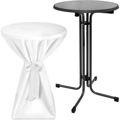 Beautissu Sylt Stehtisch Ø 80cm Grau mit Premium Stehtischhusse Ø 80cm Weiß Beautissu Sylt Stehtisch Ø 80cm Grau mit Premium Stehtischhusse Ø 80cm Weiß