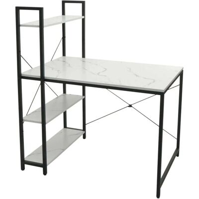 MCW Schreibtisch mit Regal K81 Marmor-Optik Weiß MCW Schreibtisch mit Regal K81 Marmor-Optik Weiß