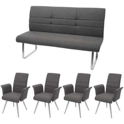 MCW Esszimmer-Set G55 5-teilig Grau-Braun Bank 160cm MCW Esszimmer-Set G55 5-teilig Grau-Braun Bank 160cm