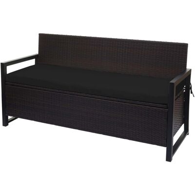 Poly-Rattan MCW-F39 braun 3-Sitzer kissen schwarz Bank Poly-Rattan MCW-F39 braun 3-Sitzer kissen schwarz Bank