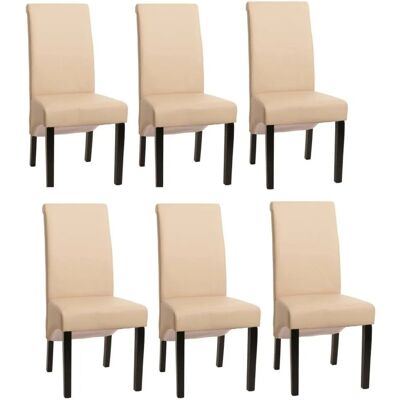 MCW Esszimmerstuhl M37 6er-Set Leder Creme Dunkle Füße MCW Esszimmerstuhl M37 6er-Set Leder Creme Dunkle Füße
