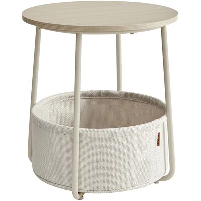 Vasagle Beistelltisch mit Stoff-Korb Ø 45 cm x 51 cm Beige-Weiß Vasagle Beistelltisch mit Stoff-Korb Ø 45 cm x 51 cm Beige-Weiß
