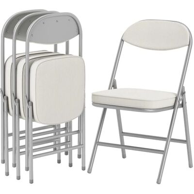 HOMCOM Klappstuhl Polyester Stahl 48,5L x 45B x 82H cm Cremeweiß HOMCOM Klappstuhl Polyester Stahl 48,5L x 45B x 82H cm Cremeweiß
