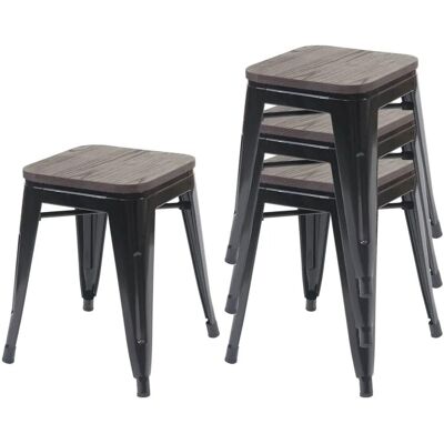 MCW 4x Hocker A73 Inkl. Holz-Sitzfläche Schwarz MCW 4x Hocker A73 Inkl. Holz-Sitzfläche Schwarz
