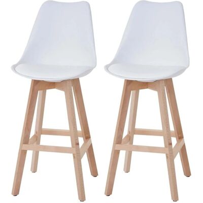 MCW Barhocker Vaasa T501 2er-Set Weiß Sitzfläche Kunstleder Weiß Helle Beine MCW Barhocker Vaasa T501 2er-Set Weiß Sitzfläche Kunstleder Weiß Helle Beine