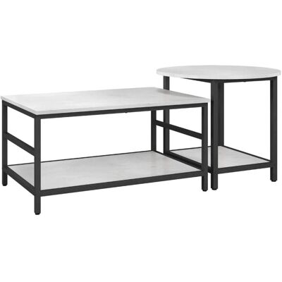 HOMCOM Beistelltisch Stahl Spanplatte 80L x 54B x 41H cm Schwarz+Weiß HOMCOM Beistelltisch Stahl Spanplatte 80L x 54B x 41H cm Schwarz+Weiß