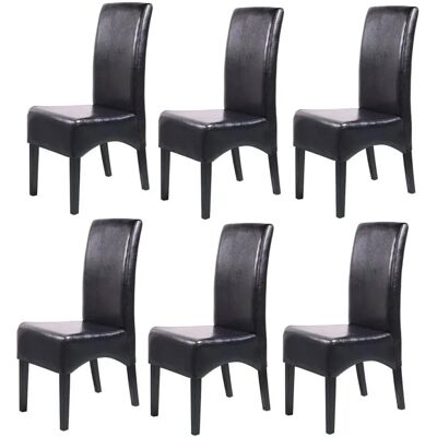 MCW Esszimmerstuhl Crotone 6er-Set Leder Schwarz Dunkle Beine MCW Esszimmerstuhl Crotone 6er-Set Leder Schwarz Dunkle Beine