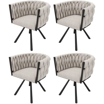 Merax Leinen Esszimmerstuhl 4er Set Drehbar mit Metallbeinen Beige Schwarz Merax Leinen Esszimmerstuhl 4er Set Drehbar mit Metallbeinen Beige Schwarz