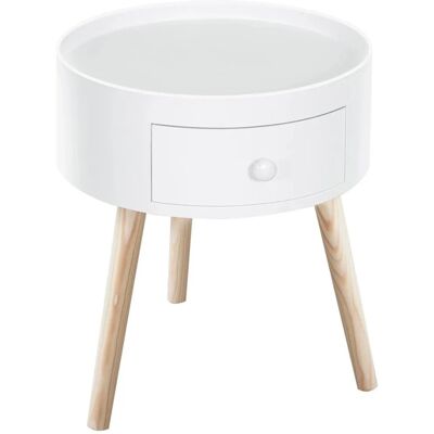 HOMCOM Couchtisch mit Schublade Runder bis 50 kg Belastbar Weiß 38 x 38 x 45 cm HOMCOM Couchtisch mit Schublade Runder bis 50 kg Belastbar Weiß 38 x 38 x 45 cm
