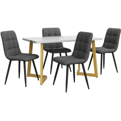 Merax Essgruppe 5-tlg mit 117cm Esstisch 4 Leinenstühle Dunkelgrau Tischbeine Gold Merax Essgruppe 5-tlg mit 117cm Esstisch 4 Leinenstühle Dunkelgrau Tischbeine Gold