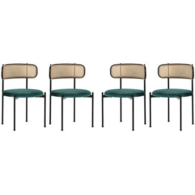 Merax Samt Esszimmerstuhl 4er Set Rattan Optik mit Metallbeinen Grün Merax Samt Esszimmerstuhl 4er Set Rattan Optik mit Metallbeinen Grün