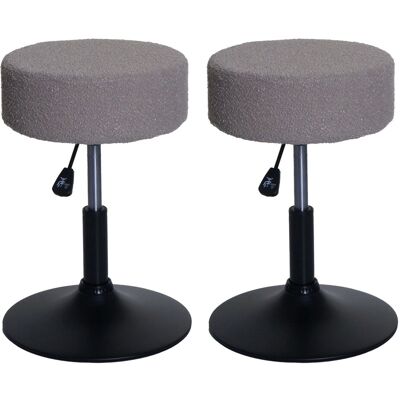 MCW 2er-Set Hocker C22 Höhenverstellbar Drehbar Ø 37cm Stoff Bouclé Taupe MCW 2er-Set Hocker C22 Höhenverstellbar Drehbar Ø 37cm Stoff Bouclé Taupe