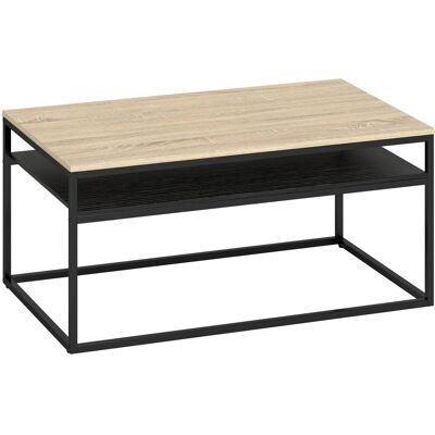 HOMCOM Couchtisch Spanplatte Metall 100L x 59,8B x 47H cm Eiche HOMCOM Couchtisch Spanplatte Metall 100L x 59,8B x 47H cm Eiche