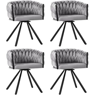 Merax Samt Esszimmerstuhl 4er Set Drehbar mit Metallbeinen Grau Merax Samt Esszimmerstuhl 4er Set Drehbar mit Metallbeinen Grau