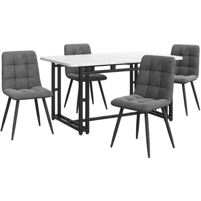 Merax Essgruppe 5-tlg mit 140x80cm Esstisch 4 Samtstühle Dunkelgrau Eisenbeine Schwarz Merax Essgruppe 5-tlg mit 140x80cm Esstisch 4 Samtstühle Dunkelgrau Eisenbeine Schwarz