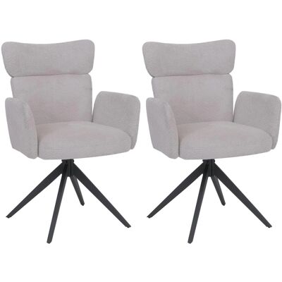 MCW 2er-Set Esszimmerstuhl N11 Drehbar Auto-Return Stoff Bouclé Hellgrau Beine Dunkelgrau MCW 2er-Set Esszimmerstuhl N11 Drehbar Auto-Return Stoff Bouclé Hellgrau Beine Dunkelgrau