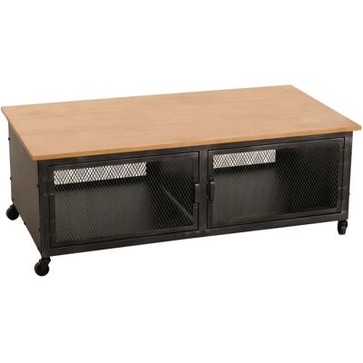 N28 - N28-C - Holz 3D-Struktur - 2 Fächer, 4 Türen - Rollen - Couchtisch N28 - N28-C - Holz 3D-Struktur - 2 Fächer, 4 Türen - Rollen - Couchtisch