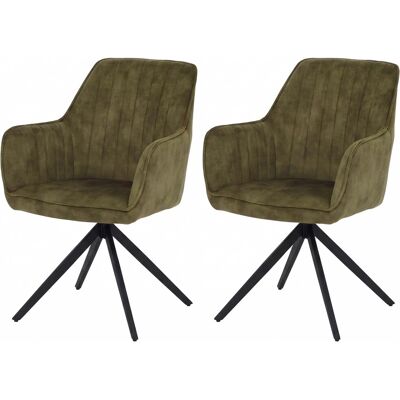 MCW 2er-Set Esszimmerstuhl L79 Drehbar Auto-Return Samt Wildleder-Optik Olivgrün MCW 2er-Set Esszimmerstuhl L79 Drehbar Auto-Return Samt Wildleder-Optik Olivgrün