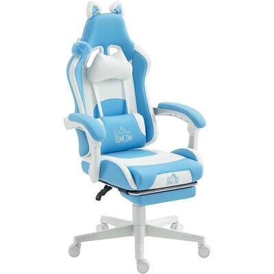 HOMCOM Gaming Chair Kunstleder 65L x 62B x 116-124H cm Hellblau HOMCOM Gaming Chair Kunstleder 65L x 62B x 116-124H cm Hellblau