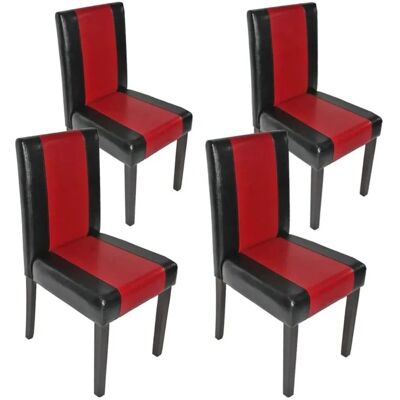 MCW Esszimmerstuhl Littau 4er-Set Kunstleder Schwarz-Rot Dunkle Beine MCW Esszimmerstuhl Littau 4er-Set Kunstleder Schwarz-Rot Dunkle Beine