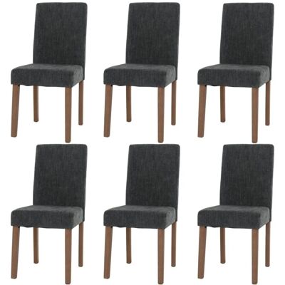 MCW Esszimmerstuhl Littau Chenille 6er-Set Dunkelgrau Naturfarbene Beine MCW Esszimmerstuhl Littau Chenille 6er-Set Dunkelgrau Naturfarbene Beine
