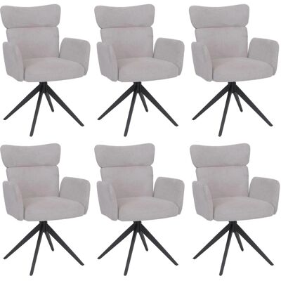 MCW 6er-Set Esszimmerstuhl N11 Drehbar Auto-Return Stoff Bouclé Hellgrau Beine Dunkelgrau MCW 6er-Set Esszimmerstuhl N11 Drehbar Auto-Return Stoff Bouclé Hellgrau Beine Dunkelgrau