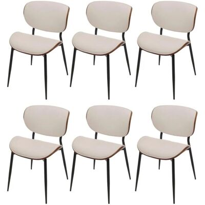 MCW Esszimmerstuhl O45 6er-Set Walnuss-Optik Weiß MCW Esszimmerstuhl O45 6er-Set Walnuss-Optik Weiß